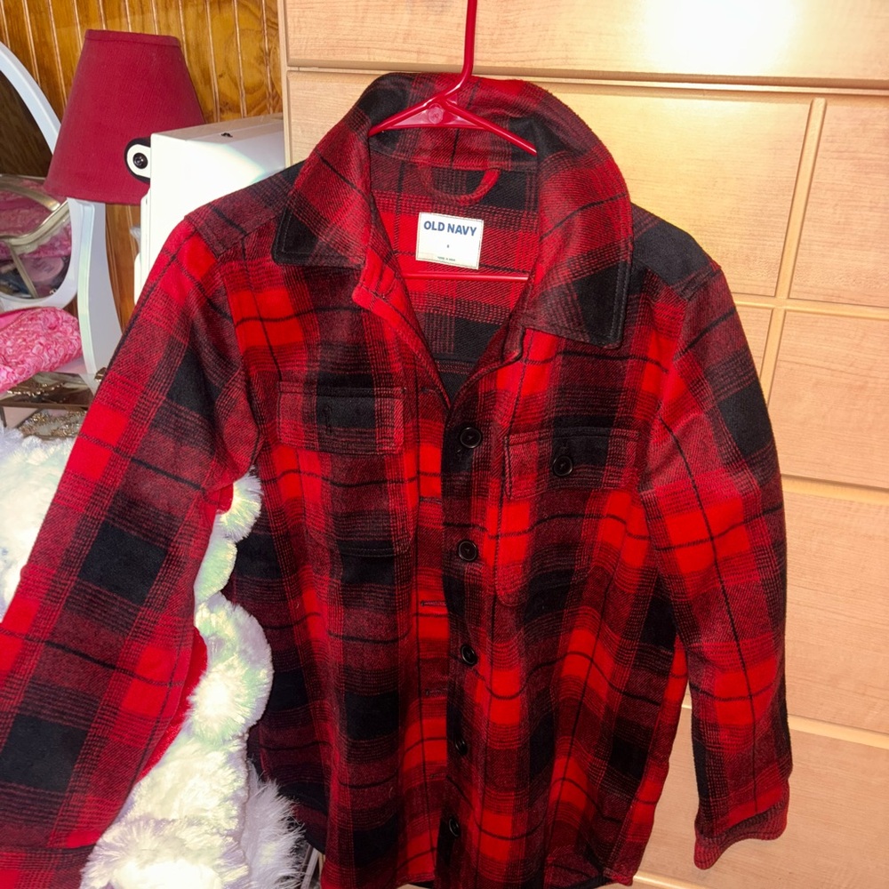 Old Navy Red and Black Checkered Shirt